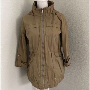 Sam Edelman Khaki Brown Utility Jacket With Hood Size Small